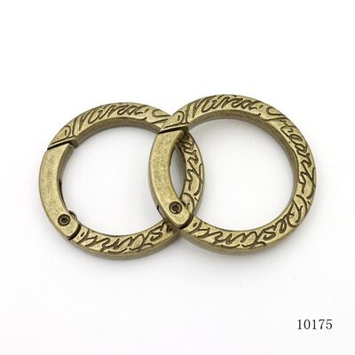 Antique Brass Vintage Style Custom Debossing Logo Snap Gate O Ring For Key Chain