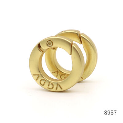 Luxury Nickel Free Metal Spring O Ring Matte Gold Plated Keychain Clasp Ring