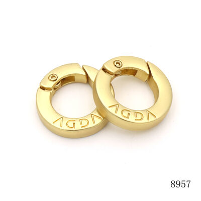 Luxury Nickel Free Metal Spring O Ring Matte Gold Plated Keychain Clasp Ring
