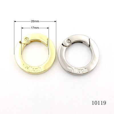 Round Spring Clasp Spring Openable O Ring Custom Metal Spring Ring Carabiner with Engraved Text