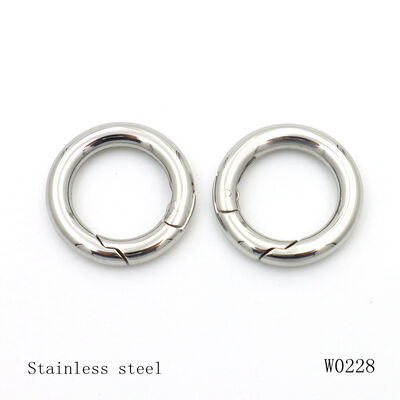 #304 Stainless Steel Round Carabiner 20mm Spring Open Gate O Ring For Key Ring Holder