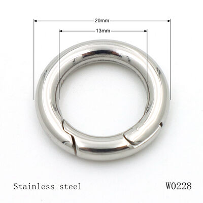#304 Stainless Steel Round Carabiner 20mm Spring Open Gate O Ring For Key Ring Holder