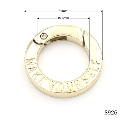 Gold Filled Round Spring Clasp 19.6mm Spring Flat O Ring Carabiner Open for HandBags Accessories