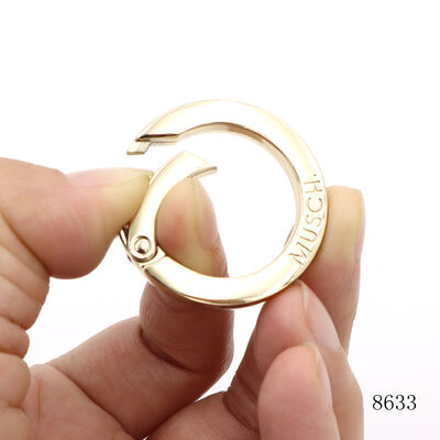 Light Gold Alloy Carabiner Leather Lanyard Accessories Spring Gate O Ring for Strap Connector