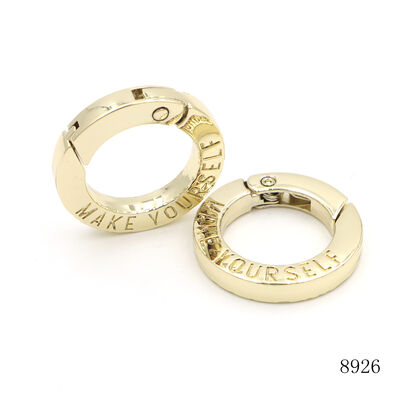 Gold Filled Round Spring Clasp 19.6mm Spring Flat O Ring Carabiner Open for HandBags Accessories