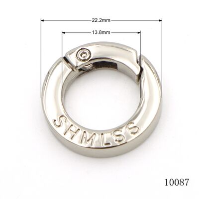 Nickel free plated zinc alloy Custom 13mm metal spring o ring clips mini carabiner
