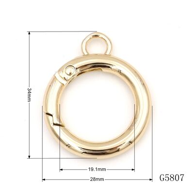 19mm Zinc Alloy Spring Round Circle Carabiner Spring O Ring Loop Keychain Accessories