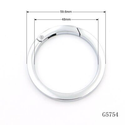 48mm Chrome Coated Spring Carabiner Metal Round Circle Spring Ring For Handbag Hardware Accessories