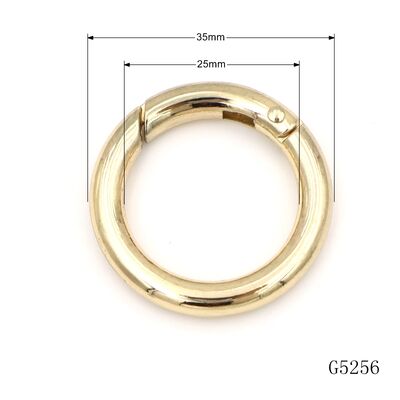 25mm Metal round carabiner Gold galvanized Spring push gate O ring clasp for key charm