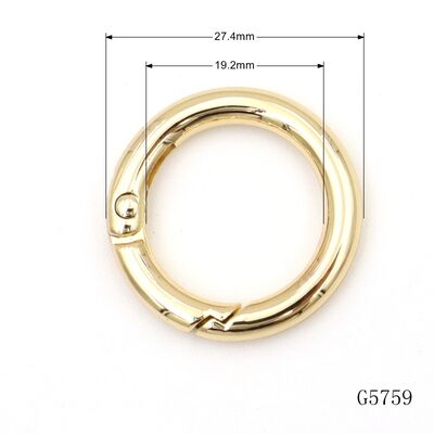 27mm Openable Push Gate Metal Spring O Ring Clip, Popular Circular Spring Key Ring Clasp for Keychains & Bag Charm Accessories