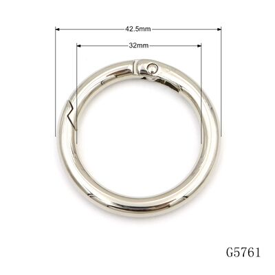 Handbag Hardware Accessories 32mm Zinc Alloy Spring Round Circle Carabiner Spring Ring