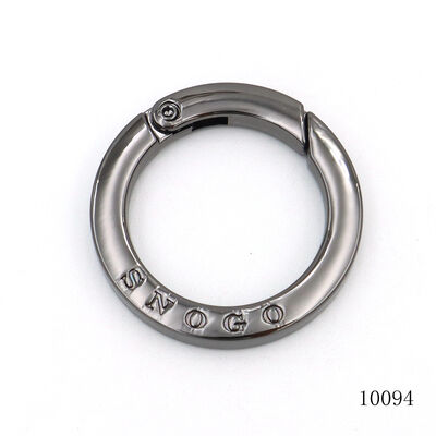 Custom Engraved Logo Gunmetal Finished Spring O Ring Spring Clasp for Bag Hardware