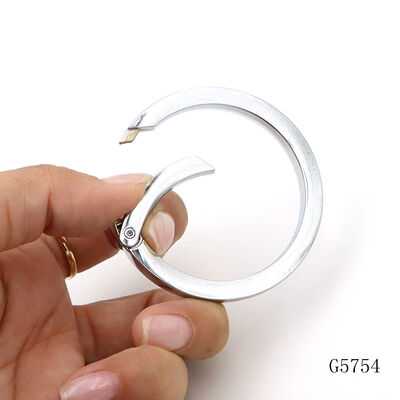 48mm Chrome Coated Spring Carabiner Metal Round Circle Spring Ring For Handbag Hardware Accessories