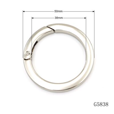50mm Outer 38mm Inner Polished Alloy Large Spring O Ring Clasp for Handbag Hardware