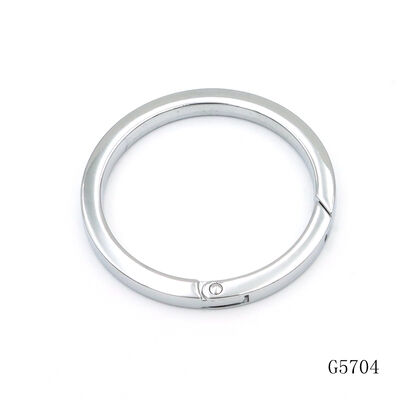 58mm Large Flat Round Spring Open Gate O Ring Carabiner Clasp, Chrome Plated Zinc Alloy Heavy Duty Keychain Connector Hardware