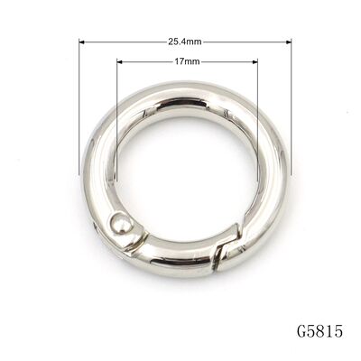 Nickel Free Polished Round Spring O Ring 17mm Metal Keychain Ring Carabiner Clasp