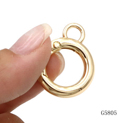 20mm Mini Light Gold Spring O Ring Clip with Small Loop, Openable Circular Spring Keychain Buckle for Key Rings & Bag Charms