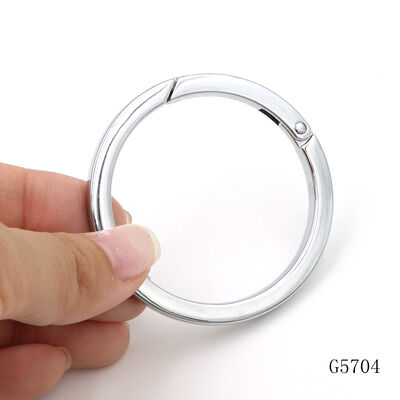 58mm Large Flat Round Spring Open Gate O Ring Carabiner Clasp, Chrome Plated Zinc Alloy Heavy Duty Keychain Connector Hardware