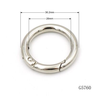 36mm Outer Diameter Polished Zinc Alloy Round Spring Ring for Bag Hardware