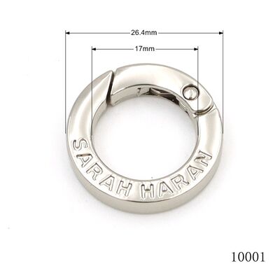 Decorative Bag Accessories Silver Plated Engraved Spring Gate Ring Clasp with Personalized Logo