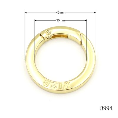 Inner diameter 30mm gold spring trigger open O ring personalized flat round carabiner 
