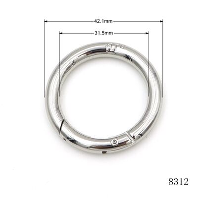 42.1*31.5mm Round Shape Metal Gate Ring Custom Metal Spring O Ring with Logo Text