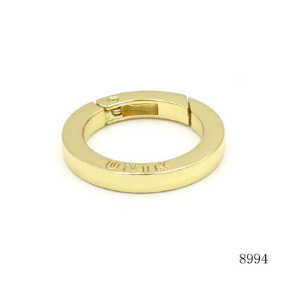 Inner diameter 30mm gold spring trigger open O ring personalized flat round carabiner 