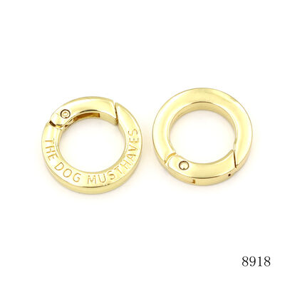 Pet Hardware Accessories Alloy Gate Ring Clasp Custom Spring O Ring Carabiner with Engraved Logo