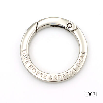 Promotion keychain accessories engraving logo 30mm flat square metal O ring spring clasp