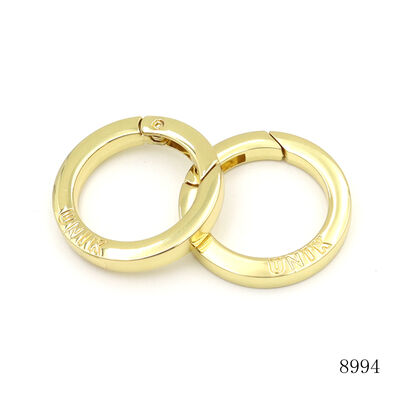 Waterproof Metal Spring O Ring Carabiner Gold Plating Custom Logo Clasp Metal Key Chain Rings