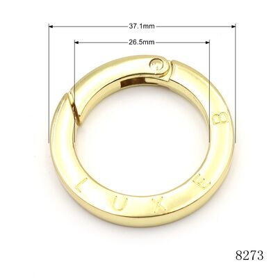Luxury Gold Plated Zinc Alloy Round Flat Spring Ring  Custom Metal Spring Clasp for Phone Charms, Handbags, Keychains