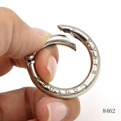 Quality 1" Inch Round Metal Spring O Rings Custom Logo Circle Carabiner Clips