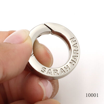 Decorative Bag Accessories Silver Plated Engraved Spring Gate Ring Clasp with Personalized Logo