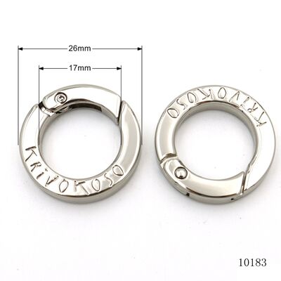 Custom Private Logo Carabiner Clasp Spring O Ring Nickel Zinc Alloy for Keychains