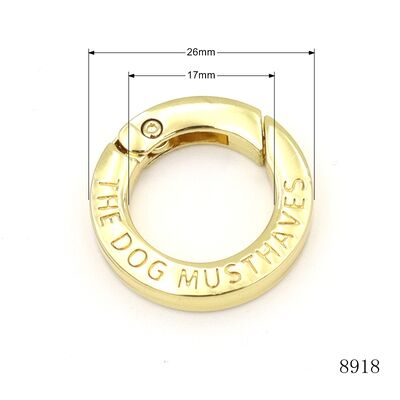 Pet Hardware Accessories Alloy Gate Ring Clasp Custom Spring O Ring Carabiner with Engraved Logo