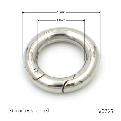 Luxury Stainless Steel Spring O Ring Size Options Logo Laser Clasp Carabiner Round Ring