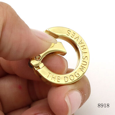 Pet Hardware Accessories Alloy Gate Ring Clasp Custom Spring O Ring Carabiner with Engraved Logo
