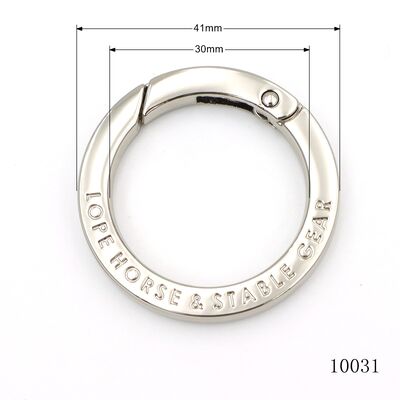 Promotion keychain accessories engraving logo 30mm flat square metal O ring spring clasp