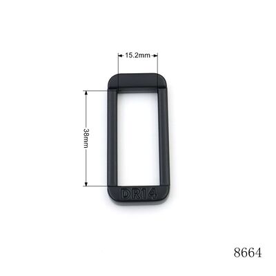 Matt Black Square Shape Metal Buckle Custom Logo Engraved Zinc Alloy Buckle Ring For Handbag Strap