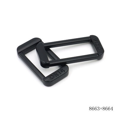 Matt Black Square Shape Metal Buckle Custom Logo Engraved Zinc Alloy Buckle Ring For Handbag Strap