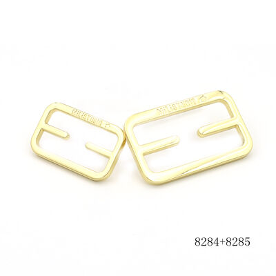 Gold Polished Branded Metal Strap Slide Buckle 38mm Engraved Logo Adjustable Buckle For Leather Bag And Purse Straps