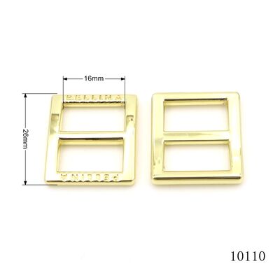 Gold Plated 16mm Inner Width Custom Metal Logo Buckle Metal Square Triglide Slide Buckle for Handbag Strap or Collar