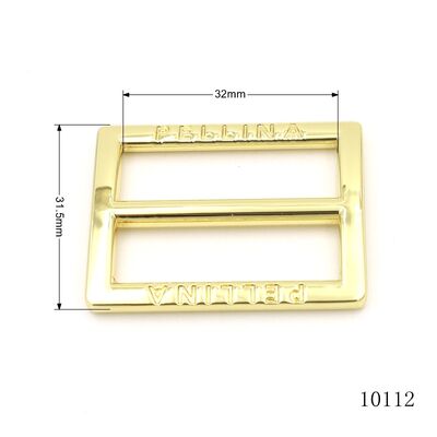 Gold Plated Metal Tri-glider Buckle 32mm Strap Adjusters Custom Logo Slider Buckles
