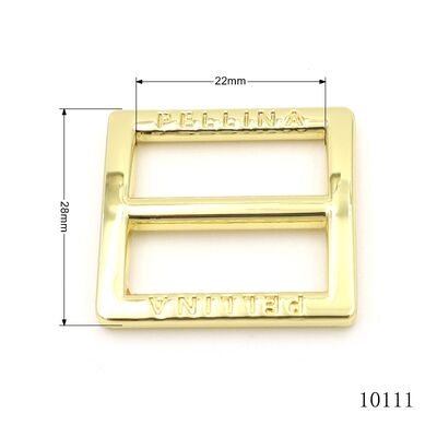 Shiny Gold Logo Engraved Square Buckle Zinc Alloy Tri-Glide Slider Buckle For Handbag Hardware Accessories