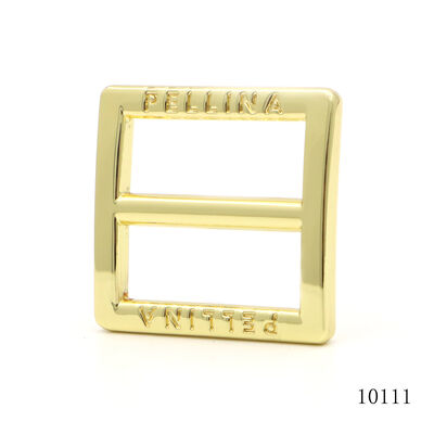 Shiny Gold Logo Engraved Square Buckle Zinc Alloy Tri-Glide Slider Buckle For Handbag Hardware Accessories
