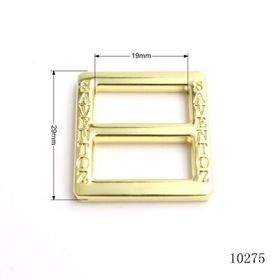 Nickel Gold Plating Custom Logo Engraved Tri-glide Buckle  Zinc Alloy Adjuster Metal Buckle Ring For Handbag Pet Accessories