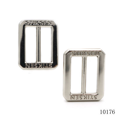 Nickel Square Tri-glide Metal Buckle Custom Logo Engraved Zinc Alloy Adjuster Buckle Ring For Handbag