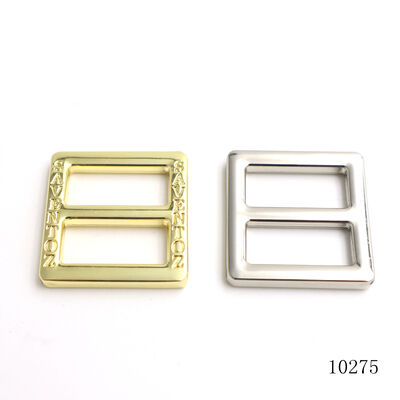 Nickel Gold Plating Custom Logo Engraved Tri-glide Buckle  Zinc Alloy Adjuster Metal Buckle Ring For Handbag Pet Accessories
