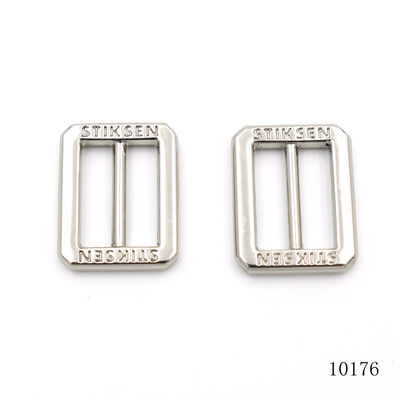 Nickel Square Tri-glide Metal Buckle Custom Logo Engraved Zinc Alloy Adjuster Buckle Ring For Handbag