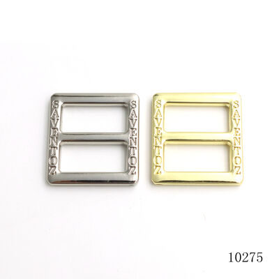 Nickel Gold Plating Custom Logo Engraved Tri-glide Buckle  Zinc Alloy Adjuster Metal Buckle Ring For Handbag Pet Accessories